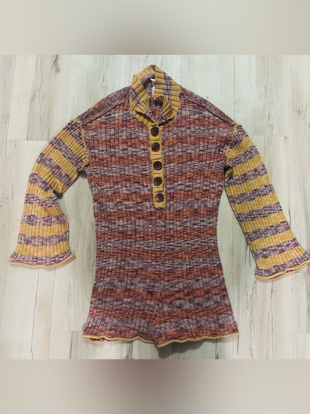Free People knit romper, multi color, BOHO